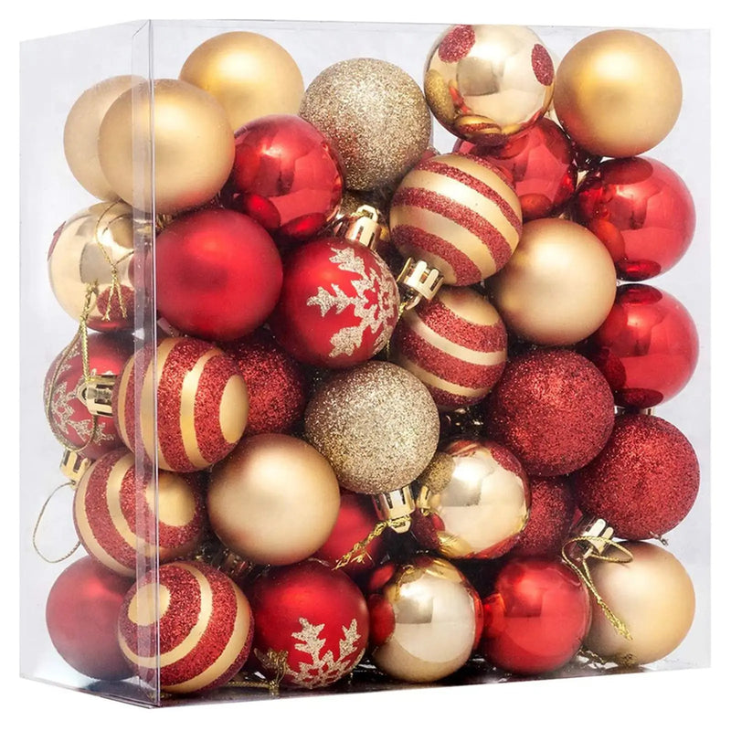 Bolas de Natal 50 peças 4cm Bolas vermelhas e douradas para árvore de Natal Inquebráveis e enfeites de bola para decorações de Natal