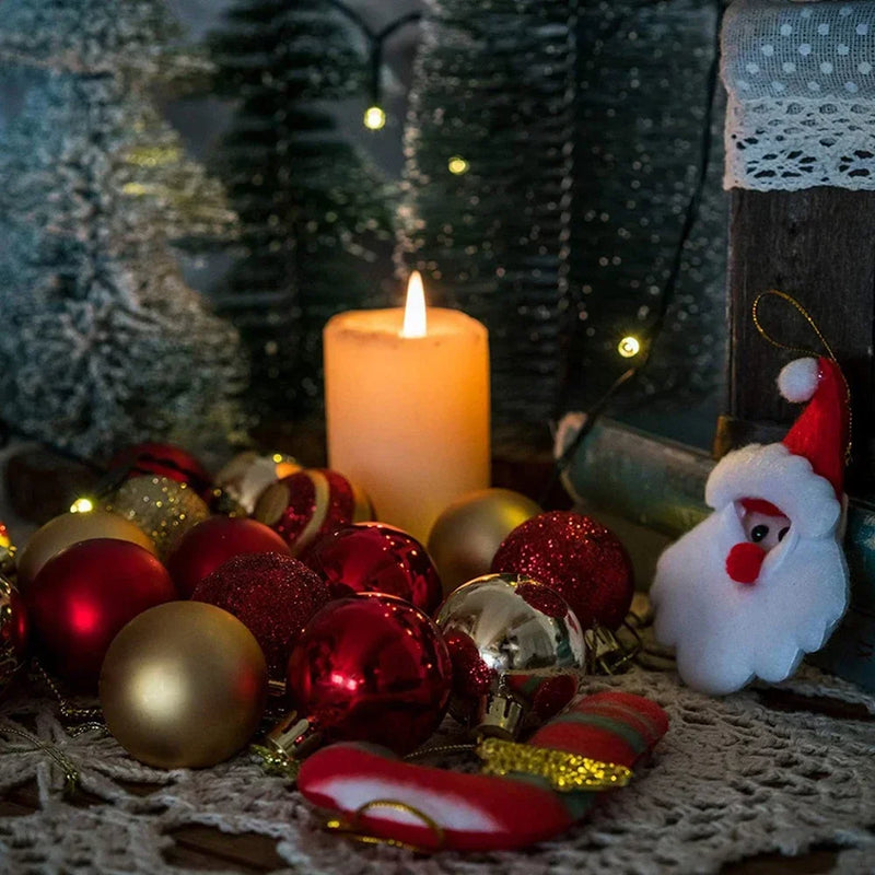 Bolas de Natal 50 peças 4cm Bolas vermelhas e douradas para árvore de Natal Inquebráveis e enfeites de bola para decorações de Natal